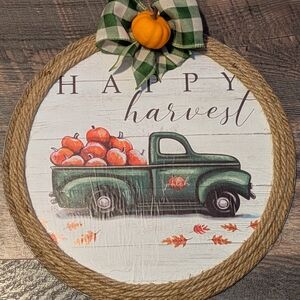 Harvest Wall Decor with Green Truck and Pumpkins